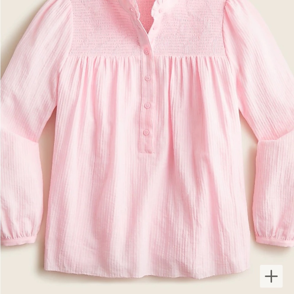 J.CREW  LOBG SLEEVE SOFT GAUZE GARDEN TOP in Pink ORCHID size small